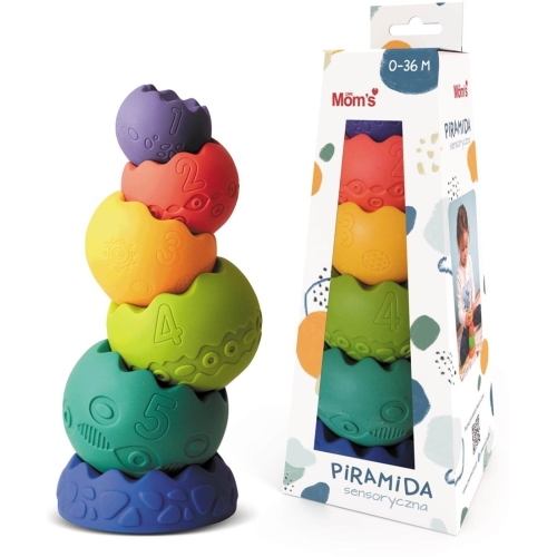 Mom’s Care Сензорна играчка – Голема пастелна пирамида, едукативна играчка
