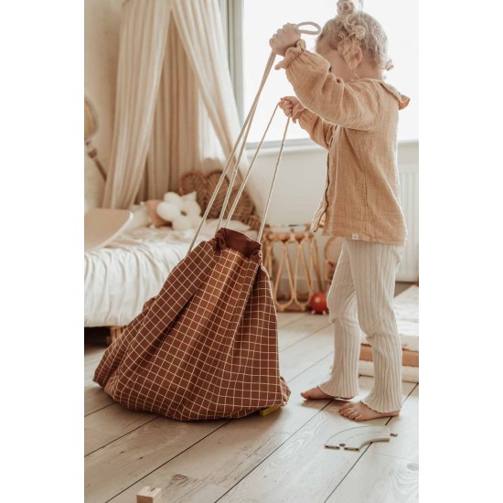 Organic Grid Brown Storage Bag Подлога За Играње И Складирање