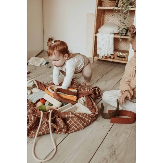 Organic Grid Brown Storage Bag Подлога За Играње И Складирање