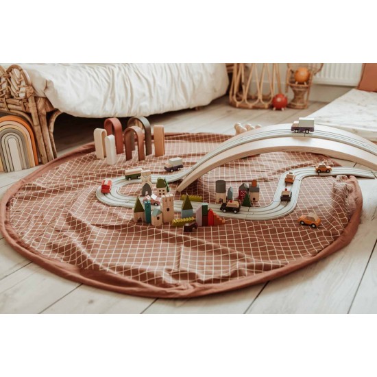 Organic Grid Brown Storage Bag Подлога За Играње И Складирање